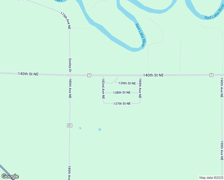 map of restaurants, bars, coffee shops, grocery stores, and more near 18247 139th Street Northeast in Thief River Falls