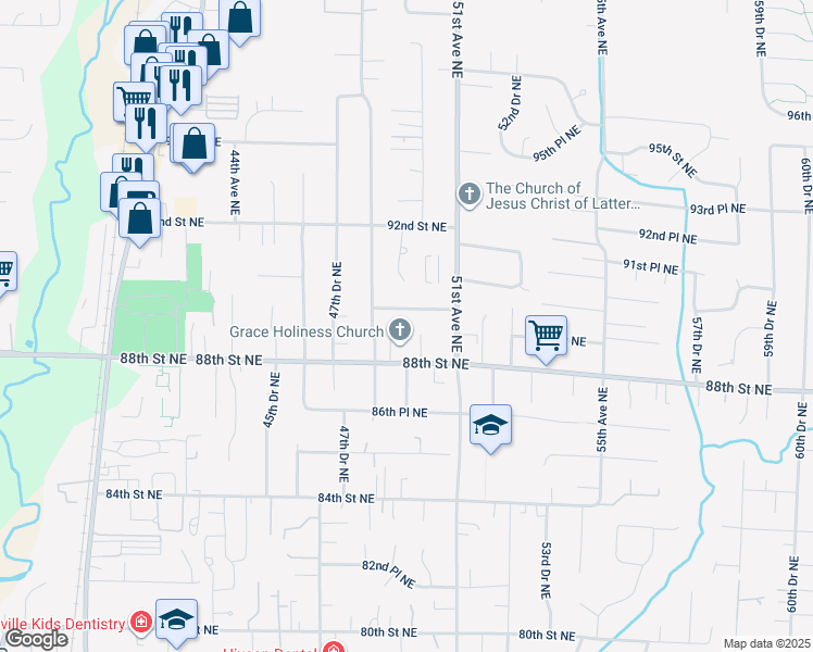 map of restaurants, bars, coffee shops, grocery stores, and more near 4912 89th Place Northeast in Marysville