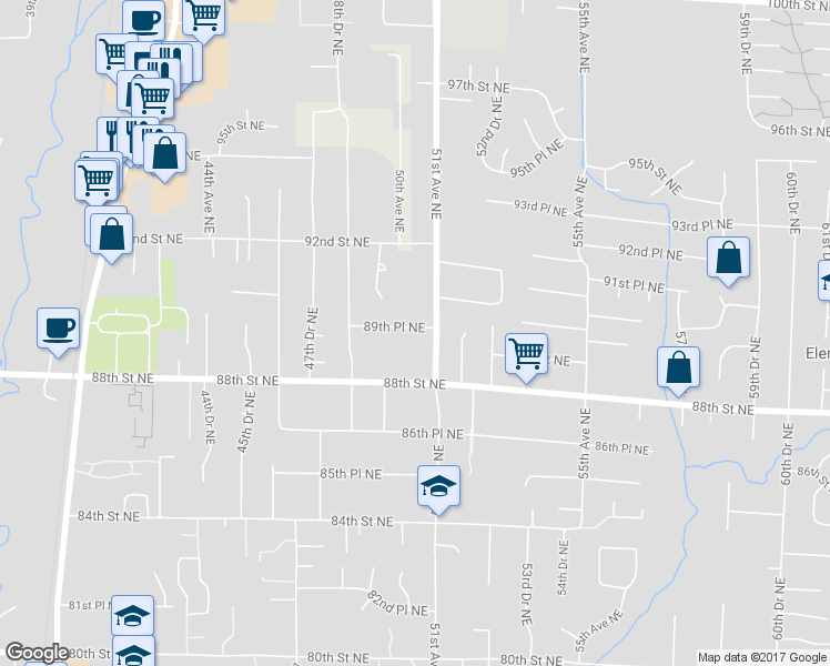 map of restaurants, bars, coffee shops, grocery stores, and more near 5016 89th Place Northeast in Marysville