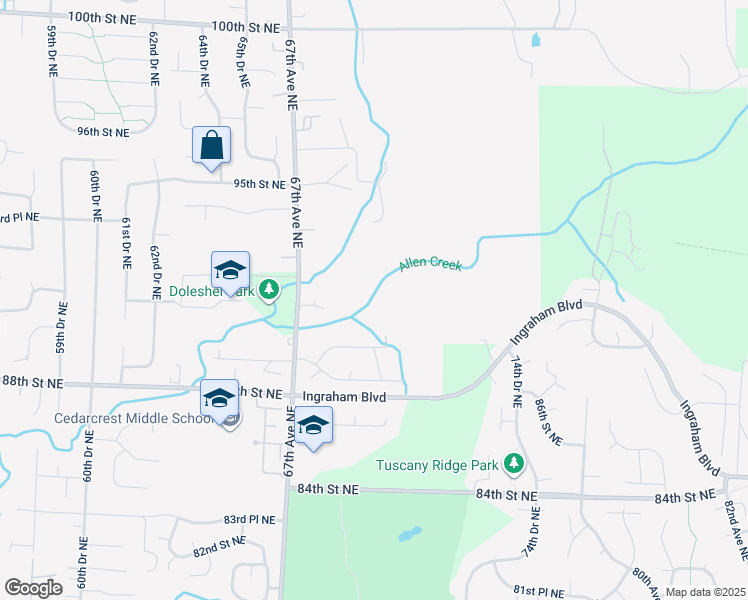 map of restaurants, bars, coffee shops, grocery stores, and more near 6929 89th Place Northeast in Marysville