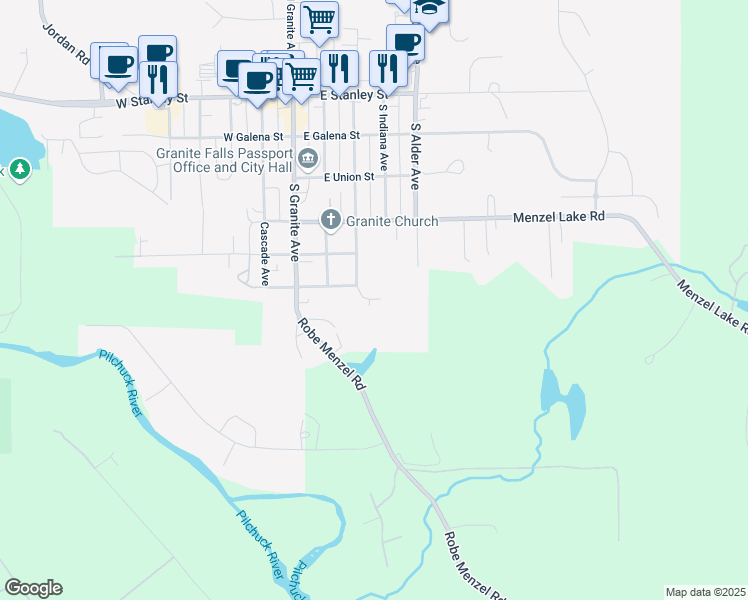 map of restaurants, bars, coffee shops, grocery stores, and more near 509 Kentucky Avenue in Granite Falls