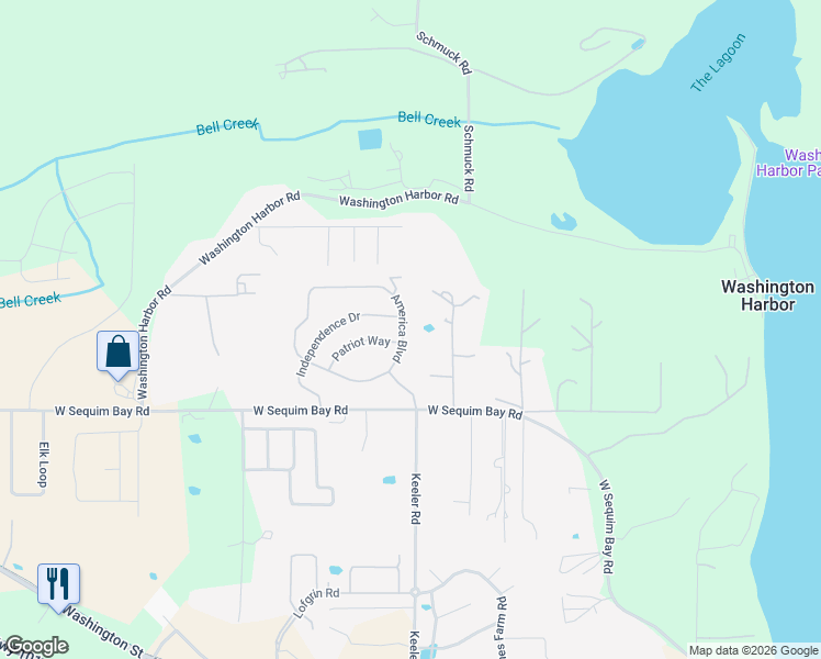 map of restaurants, bars, coffee shops, grocery stores, and more near 240 America Boulevard in Sequim