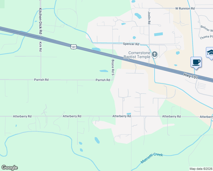map of restaurants, bars, coffee shops, grocery stores, and more near 906 Parrish Road in Sequim
