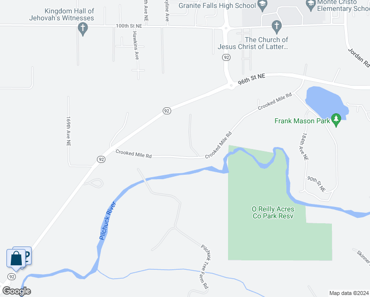 map of restaurants, bars, coffee shops, grocery stores, and more near 9120 177th Avenue Northeast in Granite Falls