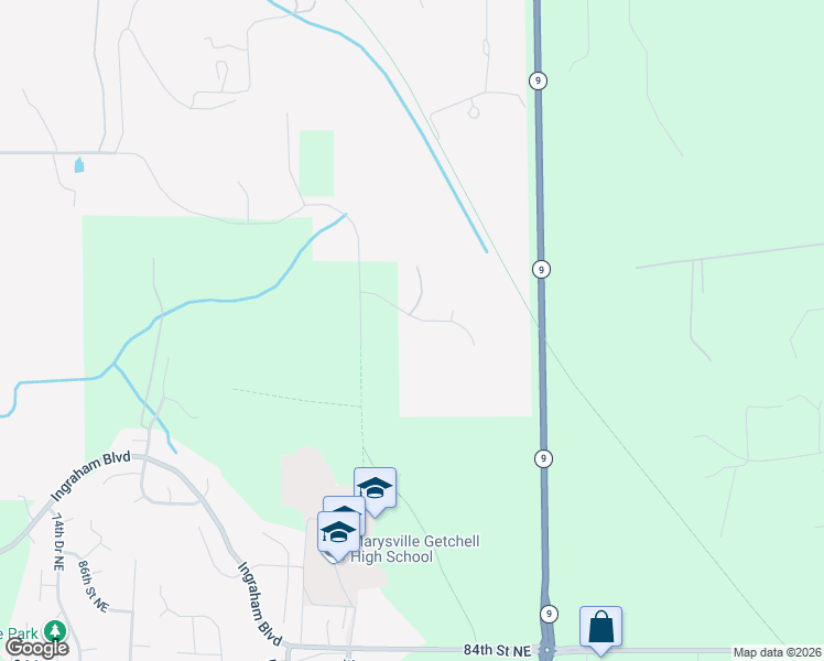map of restaurants, bars, coffee shops, grocery stores, and more near 8327 96th Street Northeast in Marysville