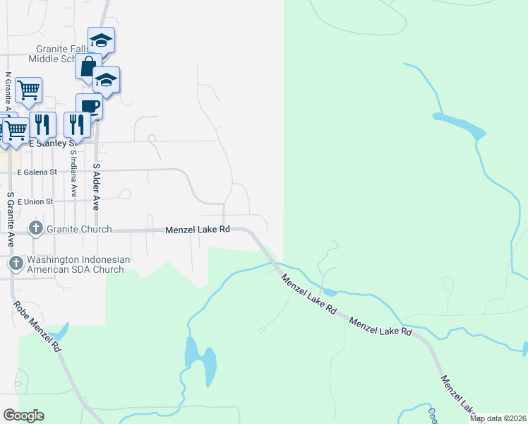 map of restaurants, bars, coffee shops, grocery stores, and more near 301 Angeline Avenue in Granite Falls