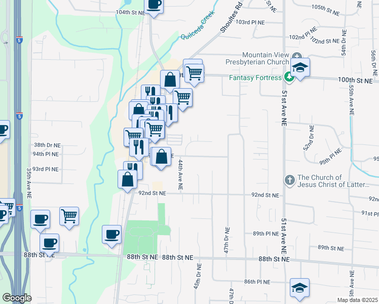 map of restaurants, bars, coffee shops, grocery stores, and more near 4430 94th Place Northeast in Marysville