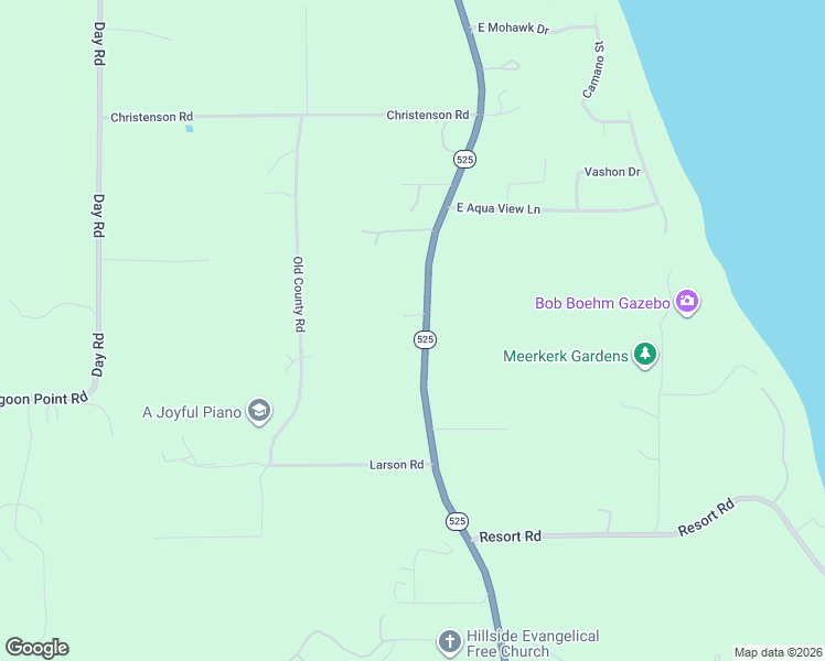 map of restaurants, bars, coffee shops, grocery stores, and more near 23923 Washington 525 in Greenbank