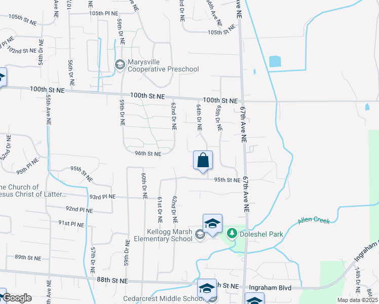 map of restaurants, bars, coffee shops, grocery stores, and more near 6301 96th Place Northeast in Marysville