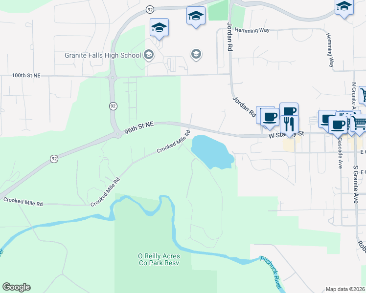 map of restaurants, bars, coffee shops, grocery stores, and more near 9432 Ray Gray Rd in Granite Falls