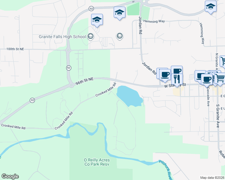 map of restaurants, bars, coffee shops, grocery stores, and more near 9432 Ray Gray Road in Granite Falls