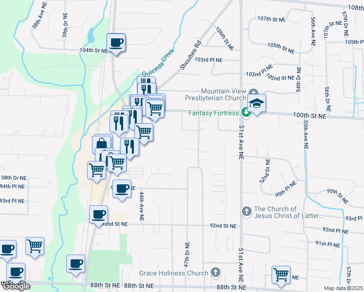 map of restaurants, bars, coffee shops, grocery stores, and more near 4719 97th Place Northeast in Marysville