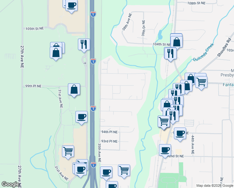 map of restaurants, bars, coffee shops, grocery stores, and more near 3781 99th Place Northeast in Marysville