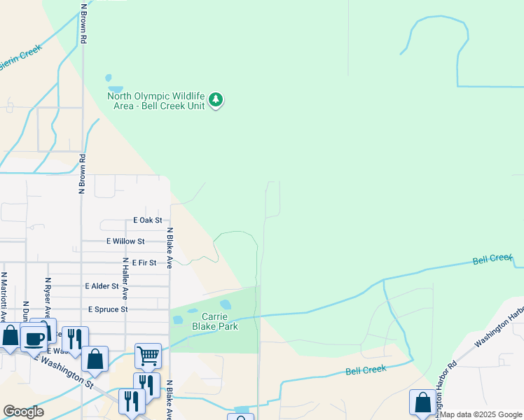 map of restaurants, bars, coffee shops, grocery stores, and more near 791 North Rhodefer Road in Sequim