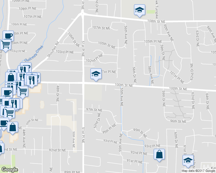 map of restaurants, bars, coffee shops, grocery stores, and more near 5320 100th Street Northeast in Marysville