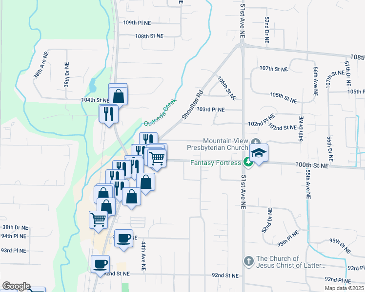 map of restaurants, bars, coffee shops, grocery stores, and more near 4702 101st Place Northeast in Marysville