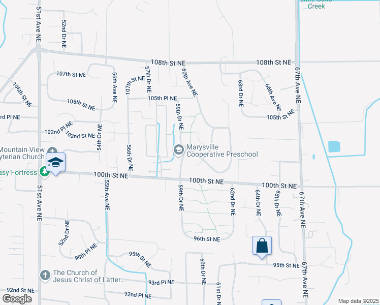 map of restaurants, bars, coffee shops, grocery stores, and more near 5922 101st Place Northeast in Marysville