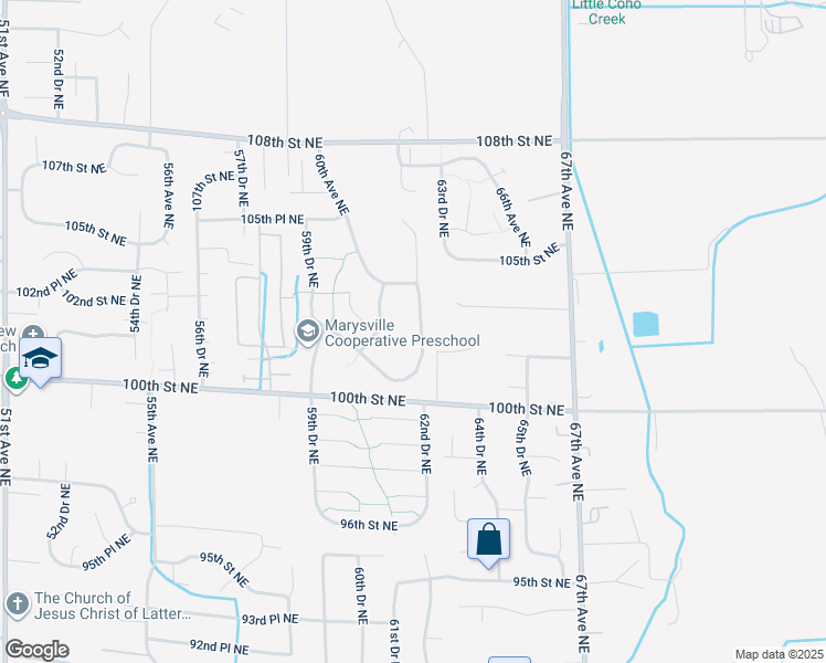 map of restaurants, bars, coffee shops, grocery stores, and more near 10204 62nd Drive Northeast in Marysville