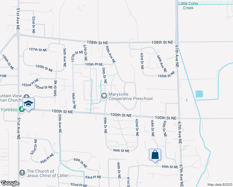 map of restaurants, bars, coffee shops, grocery stores, and more near 5922 101st Place Northeast in Marysville