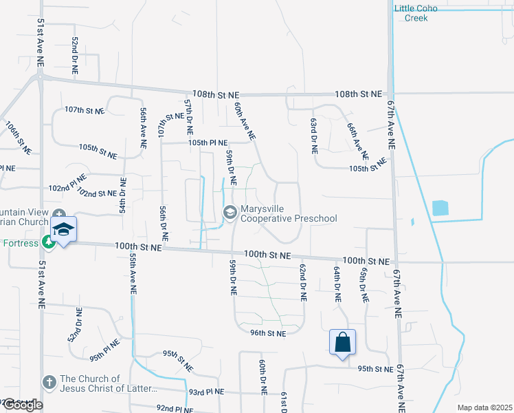 map of restaurants, bars, coffee shops, grocery stores, and more near 5922 101st Place Northeast in Marysville