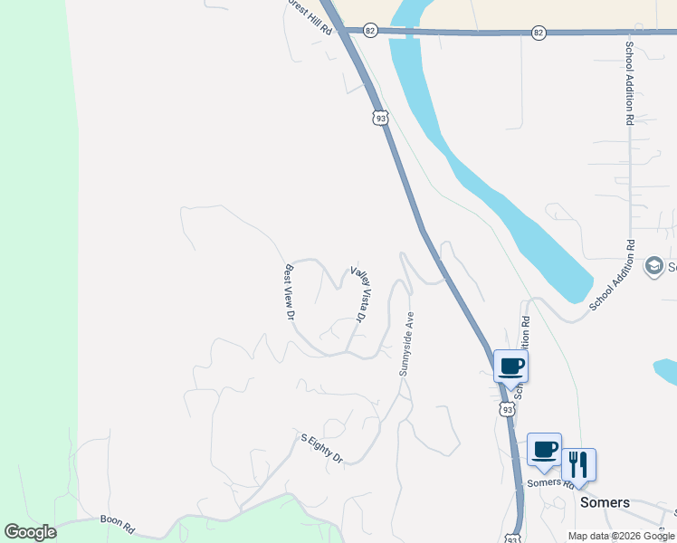 map of restaurants, bars, coffee shops, grocery stores, and more near 127 Valley Vista Dr in Somers