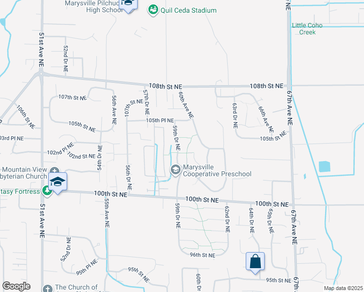 map of restaurants, bars, coffee shops, grocery stores, and more near 10327 59th Drive Northeast in Marysville