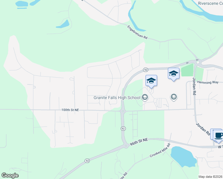 map of restaurants, bars, coffee shops, grocery stores, and more near 10203 Suncrest Boulevard in Granite Falls