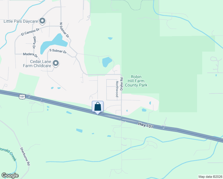 map of restaurants, bars, coffee shops, grocery stores, and more near 111 Dryke Road in Sequim