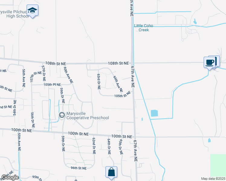 map of restaurants, bars, coffee shops, grocery stores, and more near 6426 105th Place Northeast in Marysville