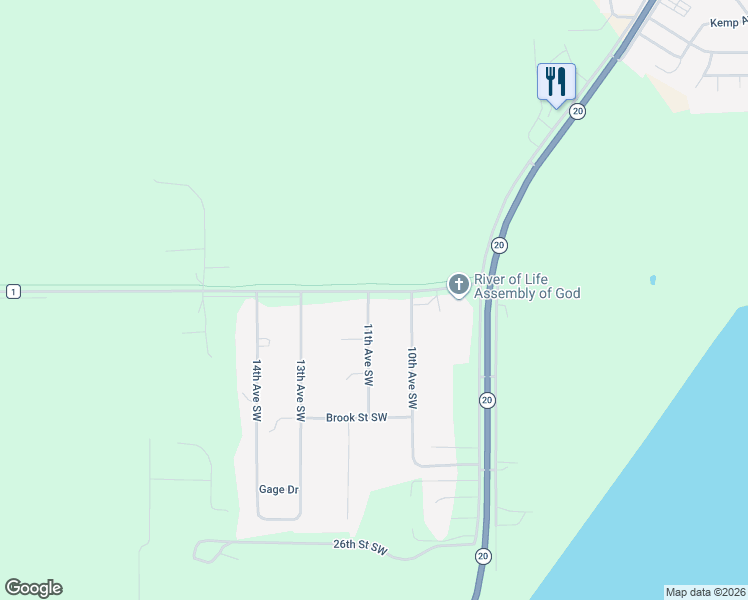 map of restaurants, bars, coffee shops, grocery stores, and more near 8033 County Highway 1 in Devils Lake