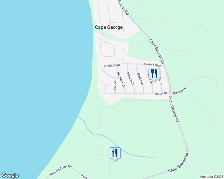 map of restaurants, bars, coffee shops, grocery stores, and more near 40 Fir Place in Port Townsend