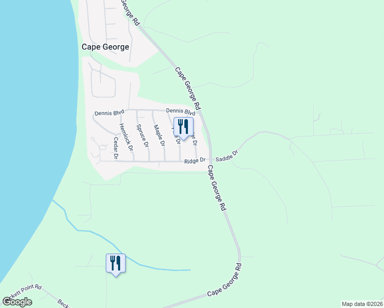 map of restaurants, bars, coffee shops, grocery stores, and more near 142 Alder Drive in Port Townsend