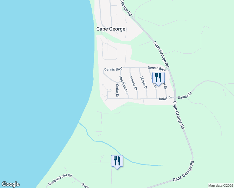 map of restaurants, bars, coffee shops, grocery stores, and more near 143 Cedar Drive in Port Townsend