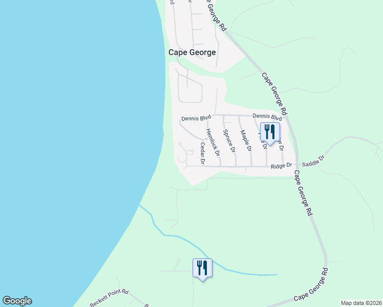 map of restaurants, bars, coffee shops, grocery stores, and more near 40 Fir Place in Port Townsend