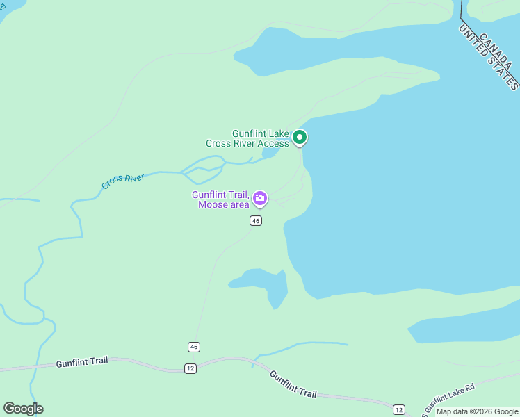 map of restaurants, bars, coffee shops, grocery stores, and more near North Gunflint Lake Road in Cook County