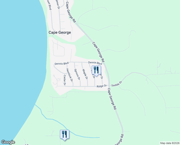 map of restaurants, bars, coffee shops, grocery stores, and more near 61 Pine Drive in Port Townsend