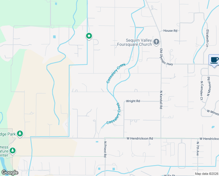 map of restaurants, bars, coffee shops, grocery stores, and more near 361 Williamson Road in Sequim