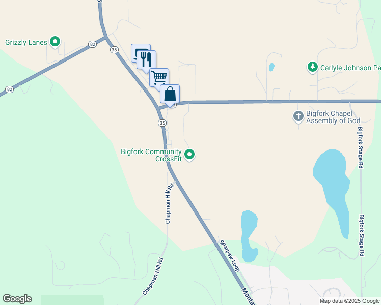 map of restaurants, bars, coffee shops, grocery stores, and more near 191 Jewel Basin Court in Bigfork