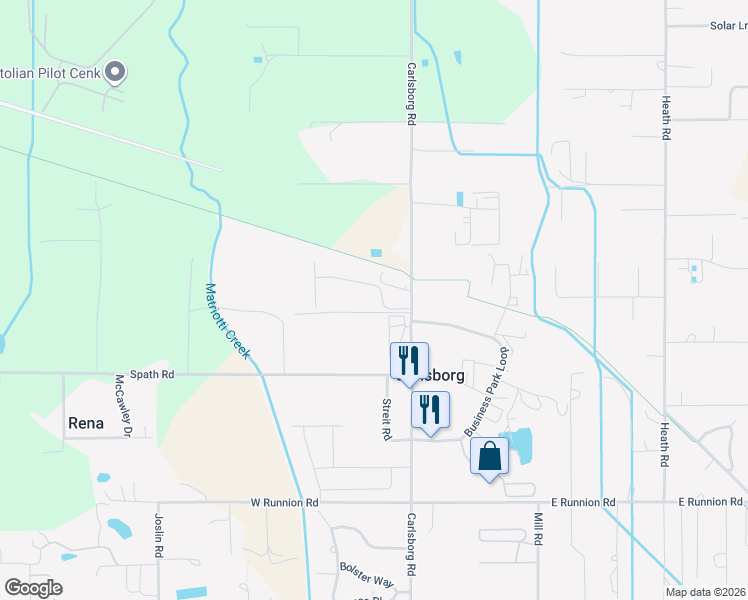 map of restaurants, bars, coffee shops, grocery stores, and more near 64 Village Lane in Sequim