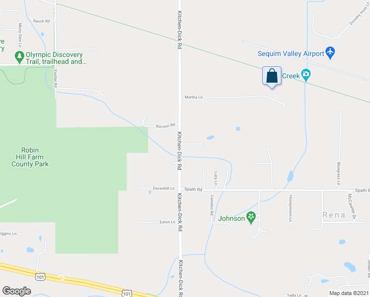 map of restaurants, bars, coffee shops, grocery stores, and more near 642 Kitchen-Dick Road in Sequim