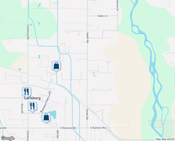 map of restaurants, bars, coffee shops, grocery stores, and more near 551 Heath Road in Sequim