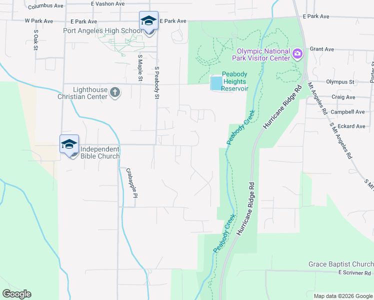 map of restaurants, bars, coffee shops, grocery stores, and more near 3506 Canyon Edge Drive in Port Angeles