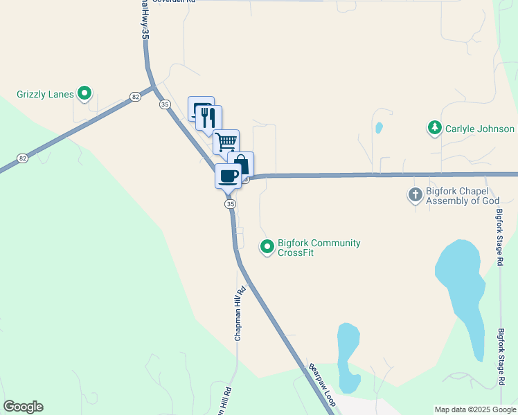 map of restaurants, bars, coffee shops, grocery stores, and more near 138 Jewel Basin Court in Bigfork