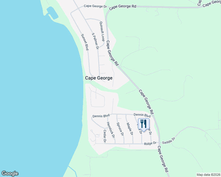 map of restaurants, bars, coffee shops, grocery stores, and more near 220 Huckleberry Place in Port Townsend