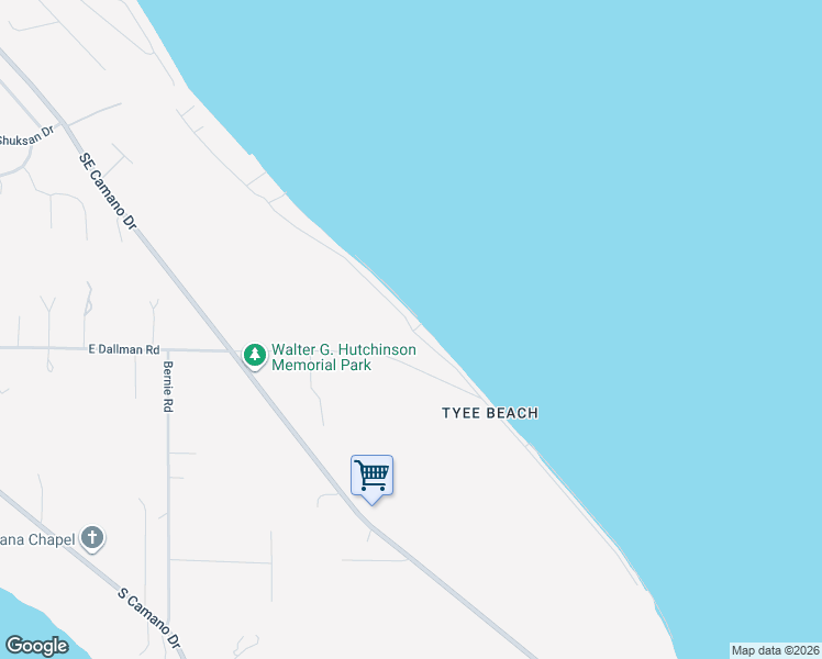 map of restaurants, bars, coffee shops, grocery stores, and more near Shoreline Drive in Camano Island