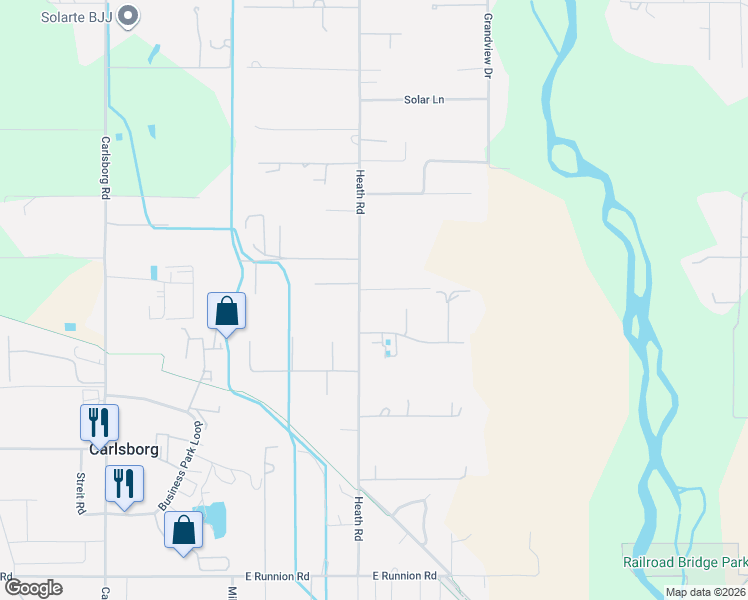 map of restaurants, bars, coffee shops, grocery stores, and more near 551-603 Heath Rd in Sequim