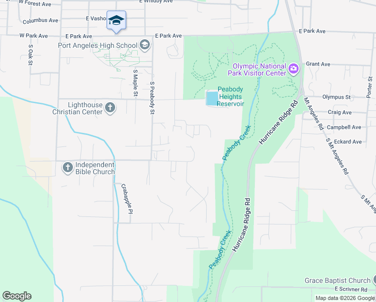 map of restaurants, bars, coffee shops, grocery stores, and more near 3506 Canyon Edge Drive in Port Angeles