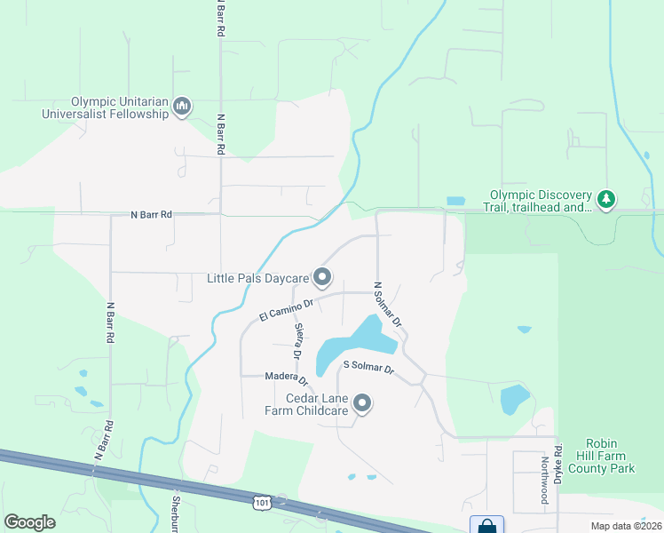 map of restaurants, bars, coffee shops, grocery stores, and more near 121 Mc Donald Drive in Sequim