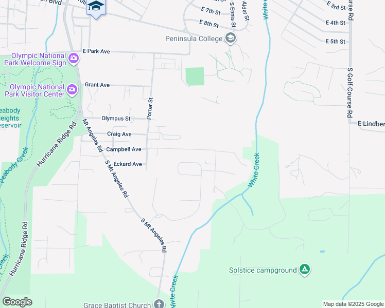 map of restaurants, bars, coffee shops, grocery stores, and more near 1312 Campbell Avenue in Port Angeles