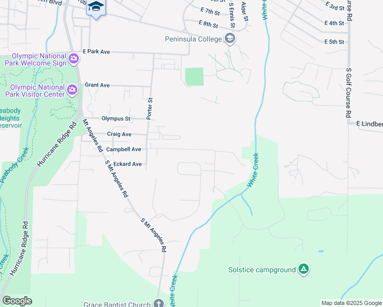 map of restaurants, bars, coffee shops, grocery stores, and more near 1312 Campbell Avenue in Port Angeles